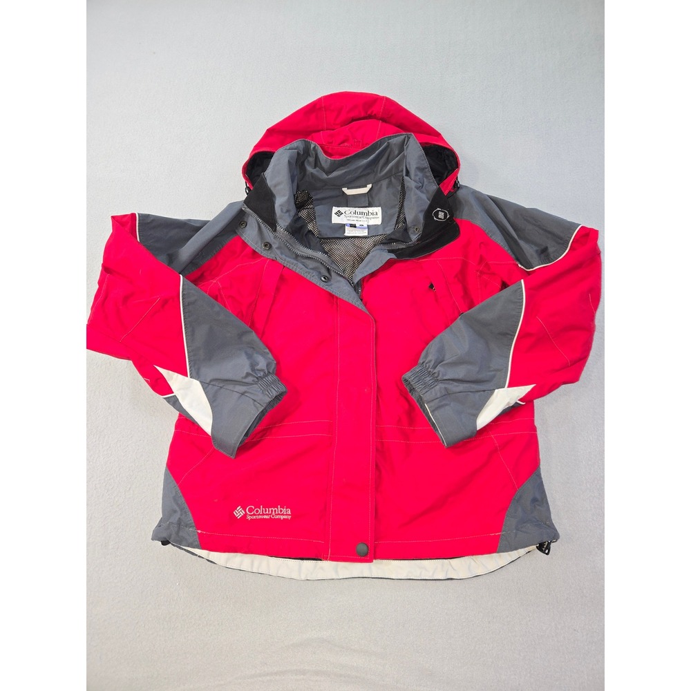 Columbia Interchange Jacket Womens L Red Omni-Shield Waterproof Hooded‎ Ski Coat